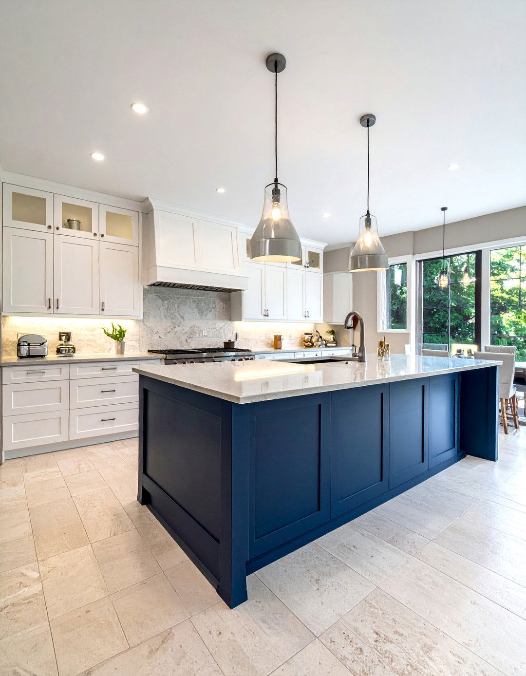 Travertine Floor Kitchen Centered Around an Island - 20 Travertine Floor Kitchen Ideas for Elegant Spaces