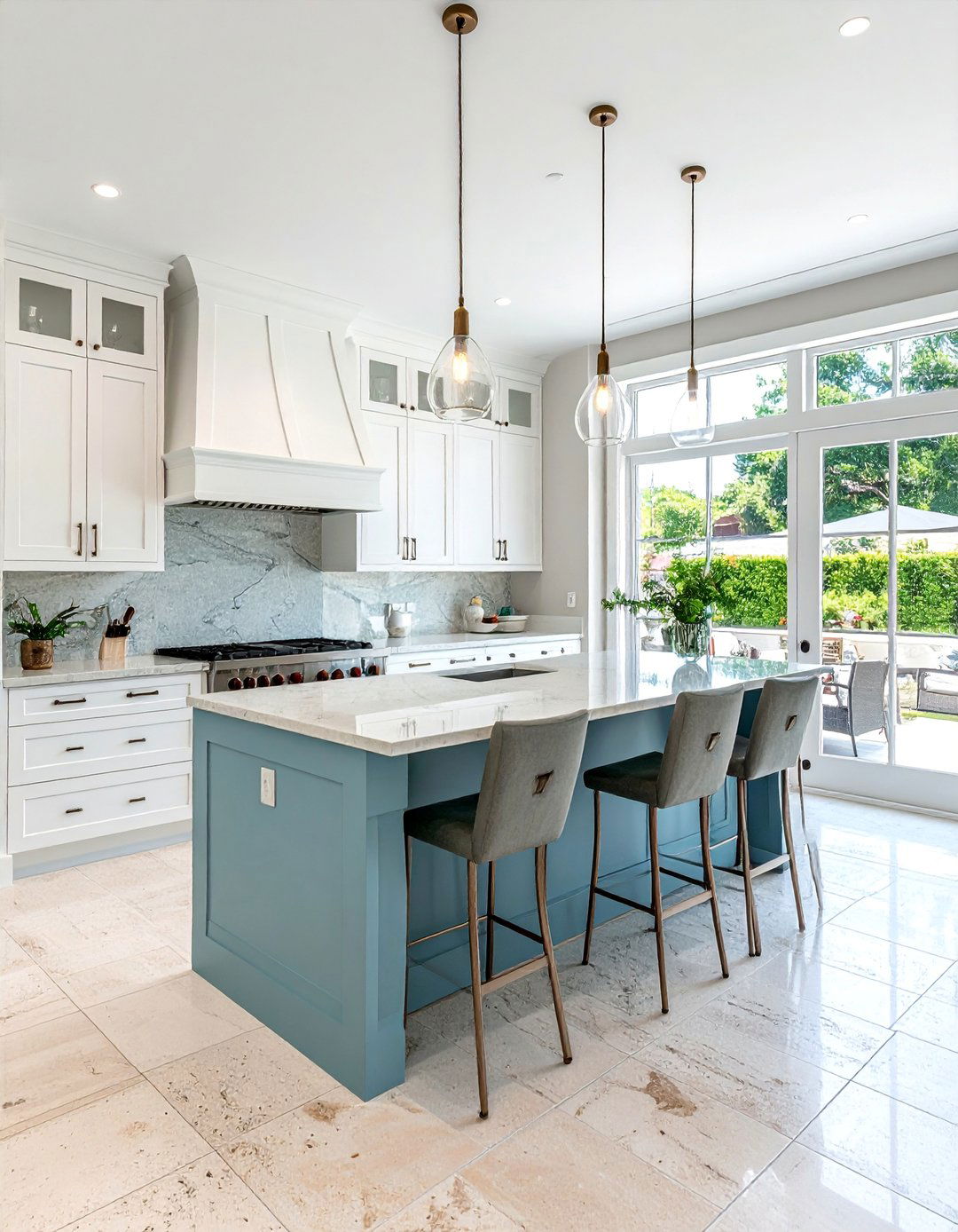 Travertine Floor Kitchen with Crisp White Cabinets - 20 Travertine Floor Kitchen Ideas for Elegant Spaces