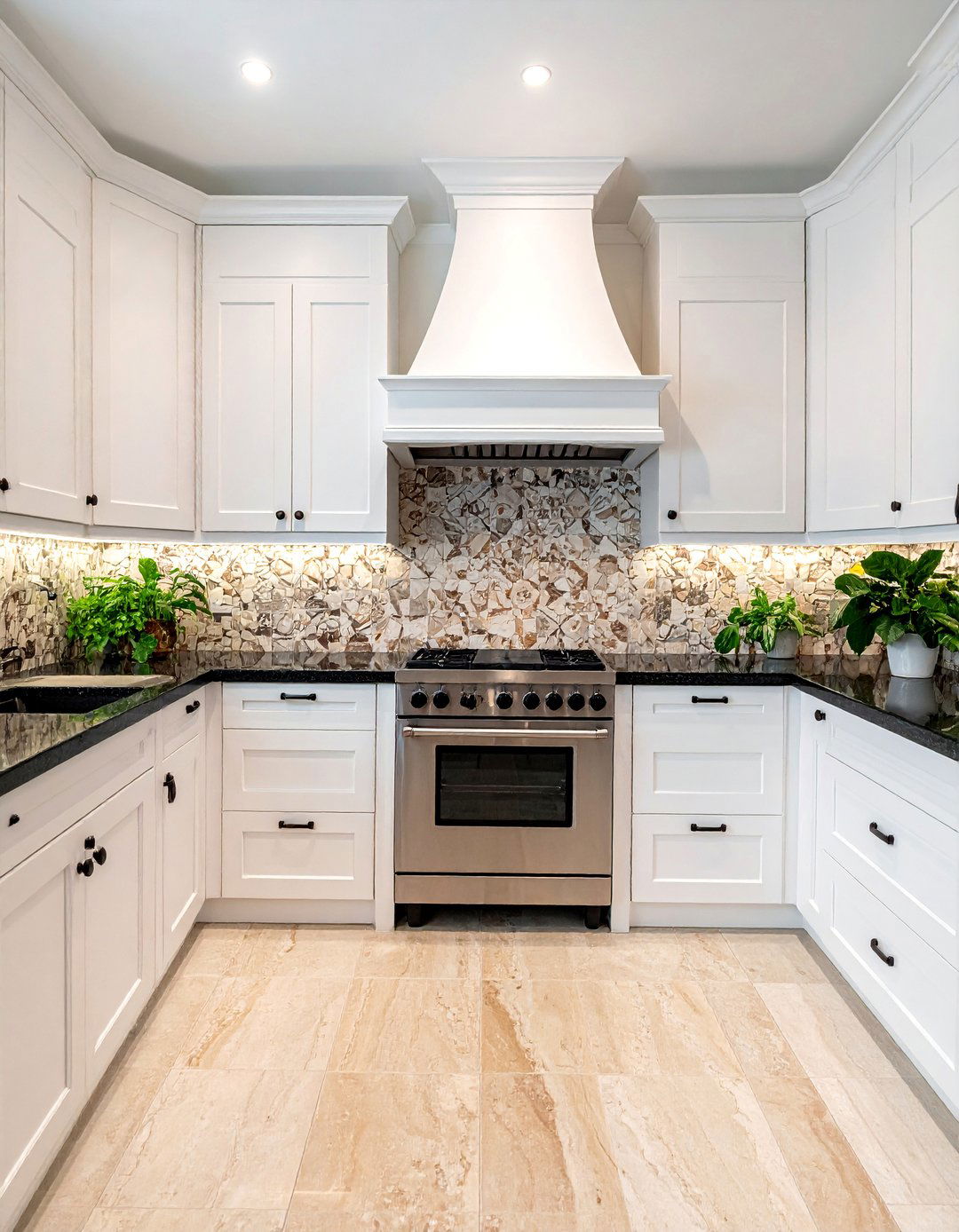 Travertine Floor Kitchen with a Cohesive Backsplash - 20 Travertine Floor Kitchen Ideas for Elegant Spaces