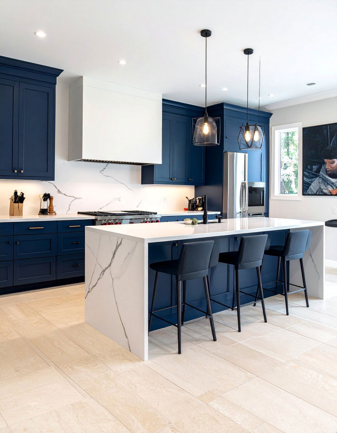 Travertine Floor Kitchen with a Sleek Quartz Countertop - 20 Travertine Floor Kitchen Ideas for Elegant Spaces