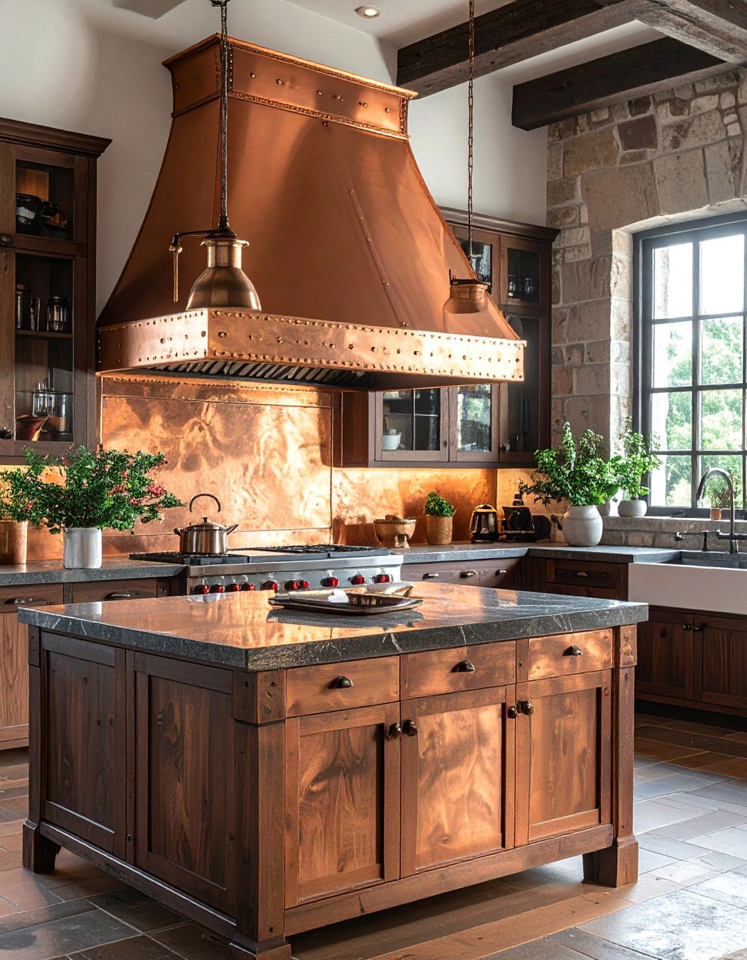 Tudor Kitchen with Copper Range Hood - 20 Tudor Kitchen Ideas for a Timeless and Classic Look