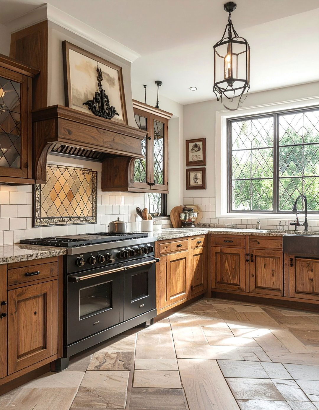 Tudor Kitchen with Leaded Glass Details - 20 Tudor Kitchen Ideas for a Timeless and Classic Look