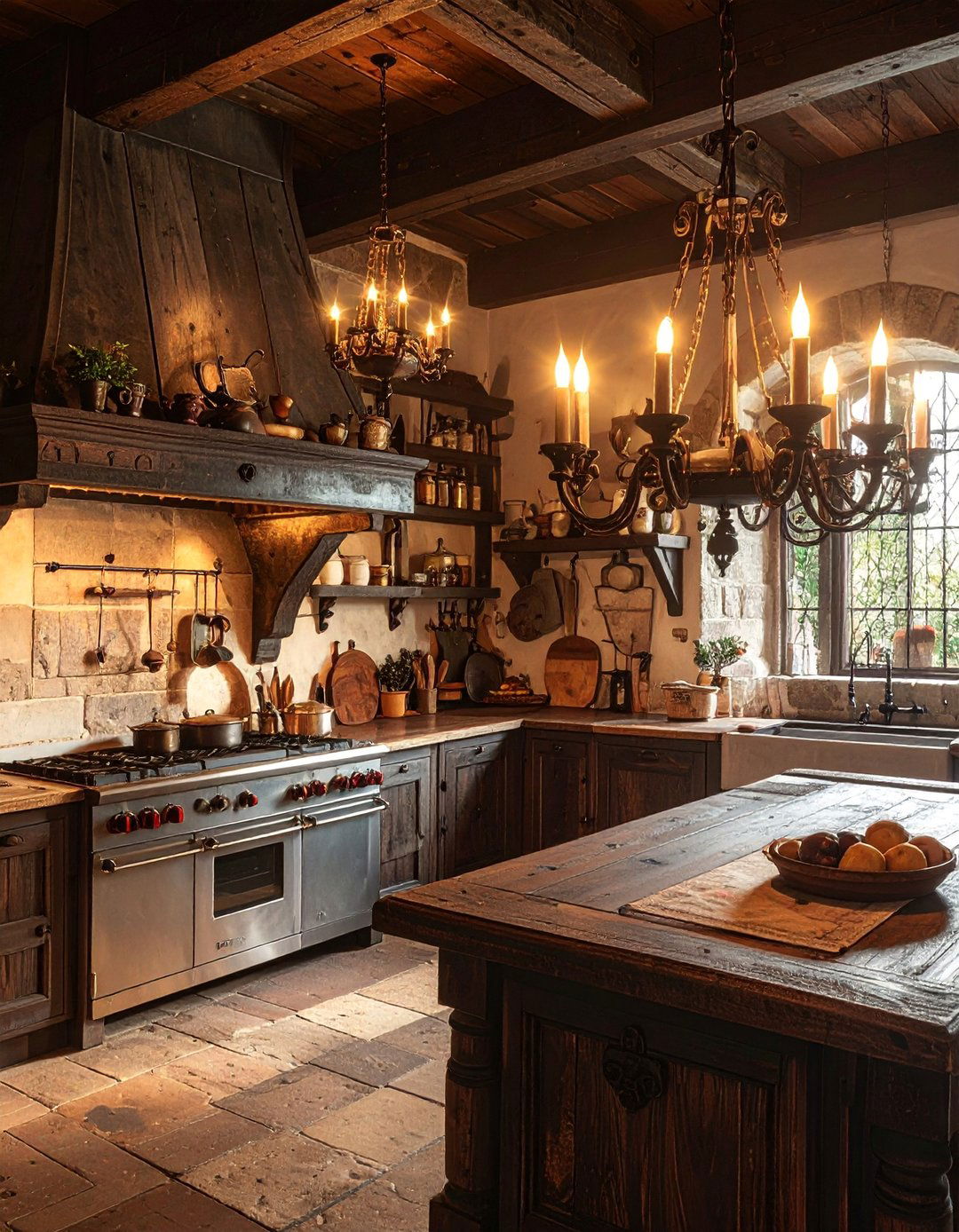 Tudor Kitchen with Medieval Lighting Design - 20 Tudor Kitchen Ideas for a Timeless and Classic Look