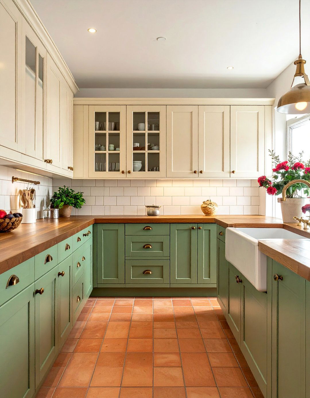 Tudor Kitchen with Sage Green Cabinetry - 20 Tudor Kitchen Ideas for a Timeless and Classic Look