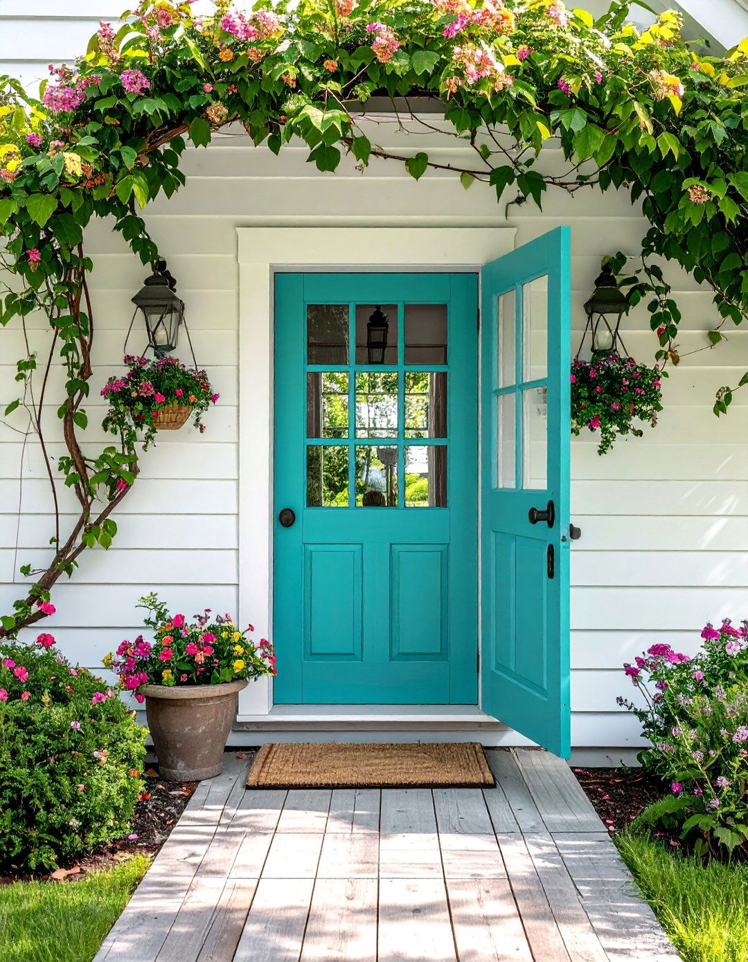 Turquoise Dutch Door Design - 20 Turquoise Front Door Ideas to Boost Curb Appeal