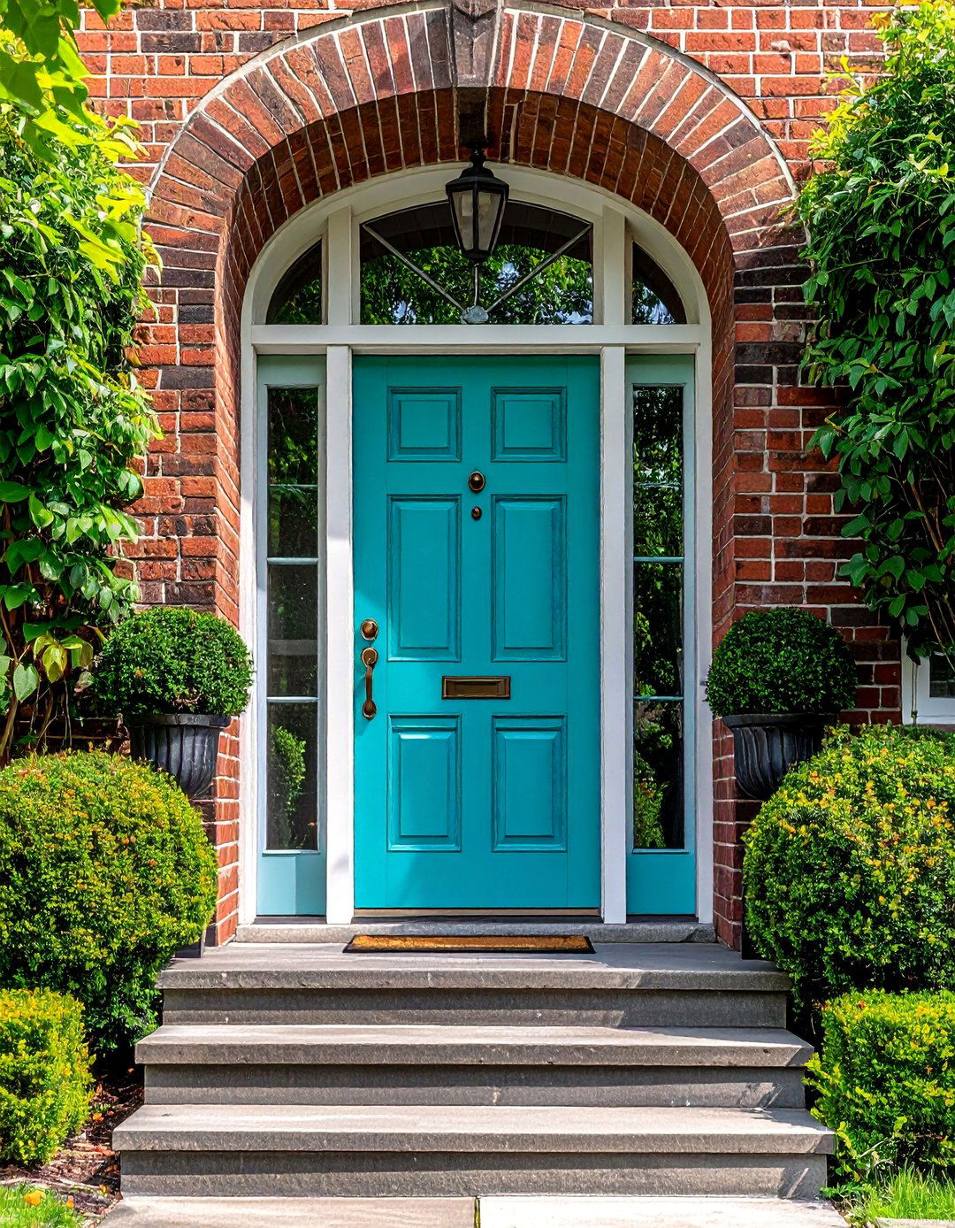 Turquoise Front Door with Sidelights - 20 Turquoise Front Door Ideas to Boost Curb Appeal