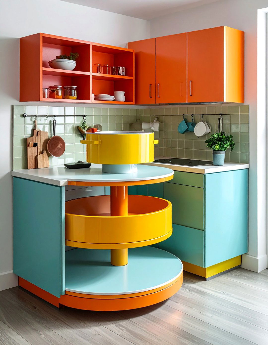 Two Tier Rotating Platforms - 25 Blind Corner Kitchen Cabinet Ideas for Smart Storage