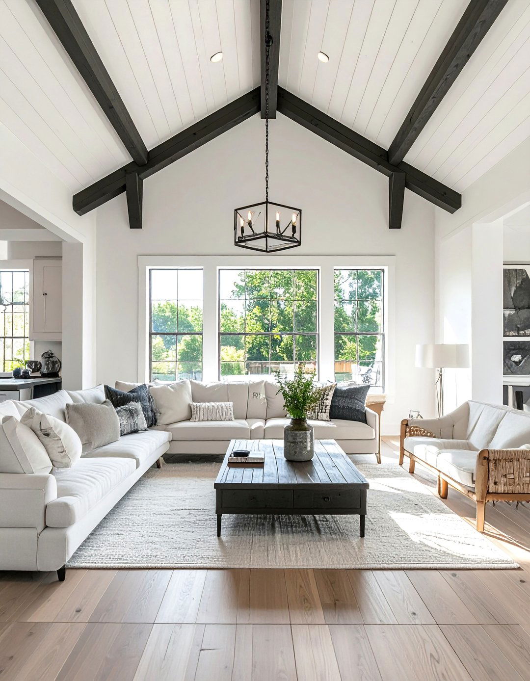 Two Tone Tongue and Groove Ceiling with Beams - 20 Tongue and Groove Ceiling Ideas for a Rustic Charm