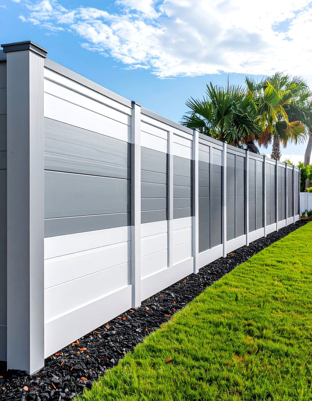 Two Tone White and Gray Vinyl Fence - 25 Vinyl Fence Colors to Enhance Your Outdoor Space