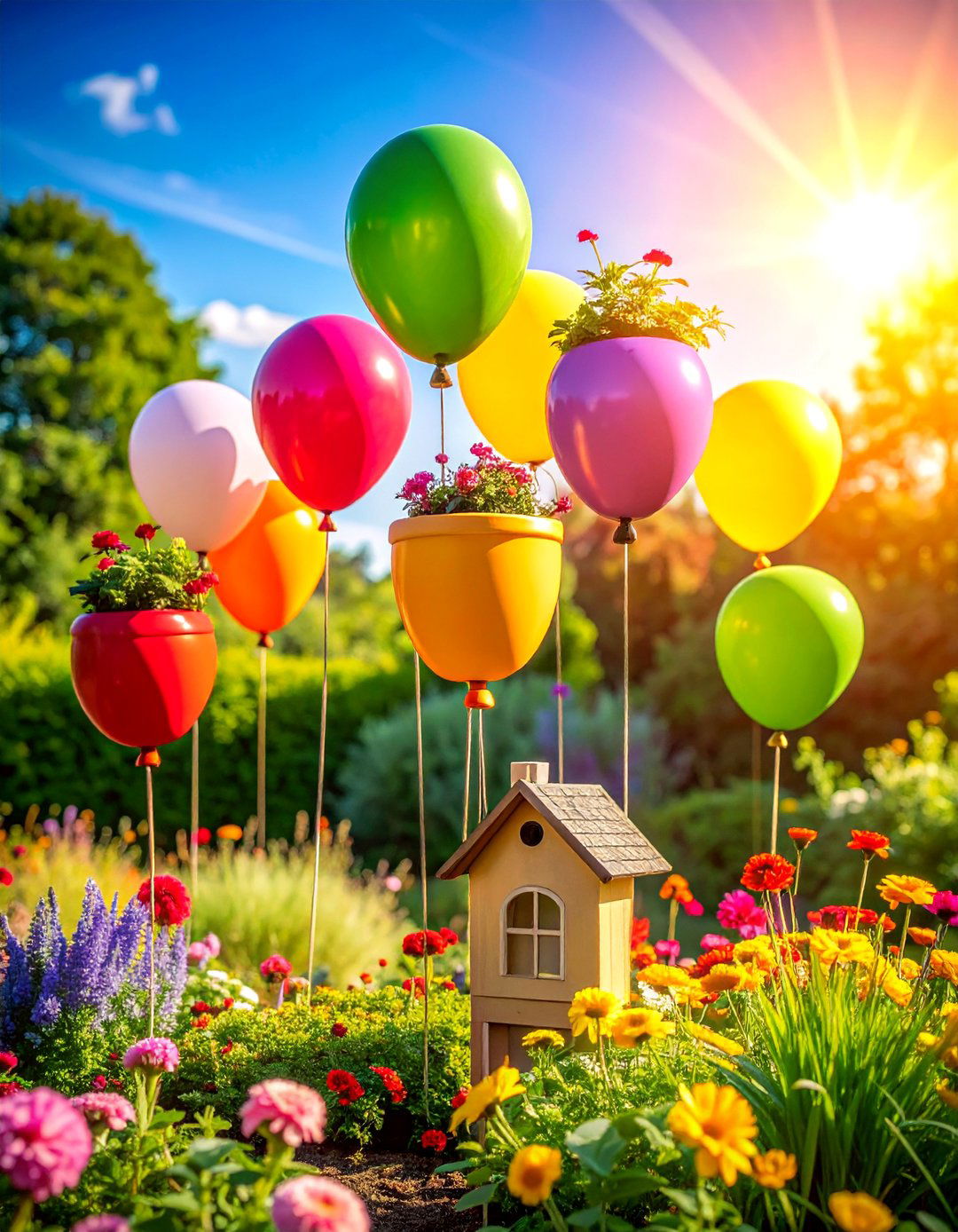Up Inspired Floating Balloon Planters - 20 Disney Garden Ideas for a Magical Outdoor Space