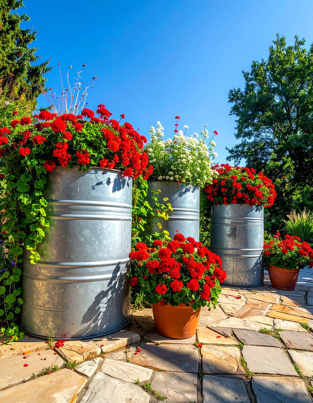 Using Galvanized Metal Stock Tanks as Planters - 20 Farmhouse Garden Ideas for a Charming Outdoor Space