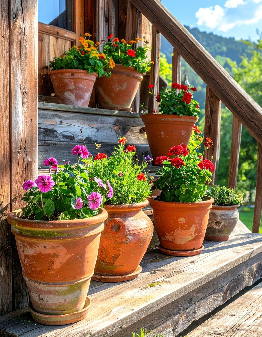 Using Terracotta and Aged Clay Pots - 20 Farmhouse Garden Ideas for a Charming Outdoor Space