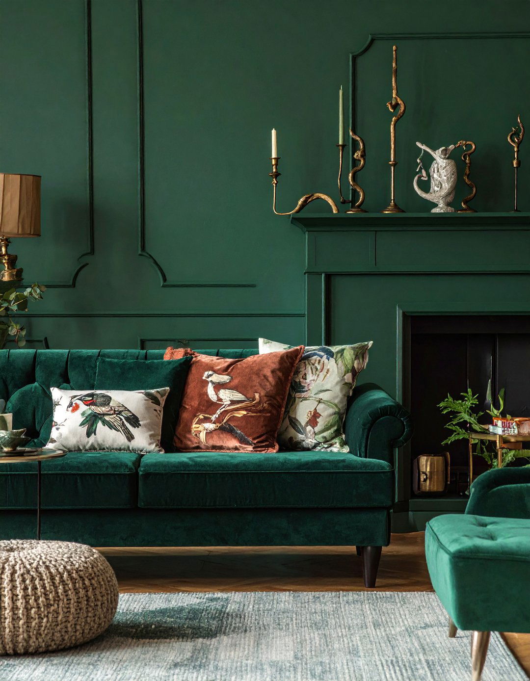 Victorian Dark Green Living Room with Animal and Nature Motifs - 25 Victorian Dark Green Living Room Ideas for a Rich Look