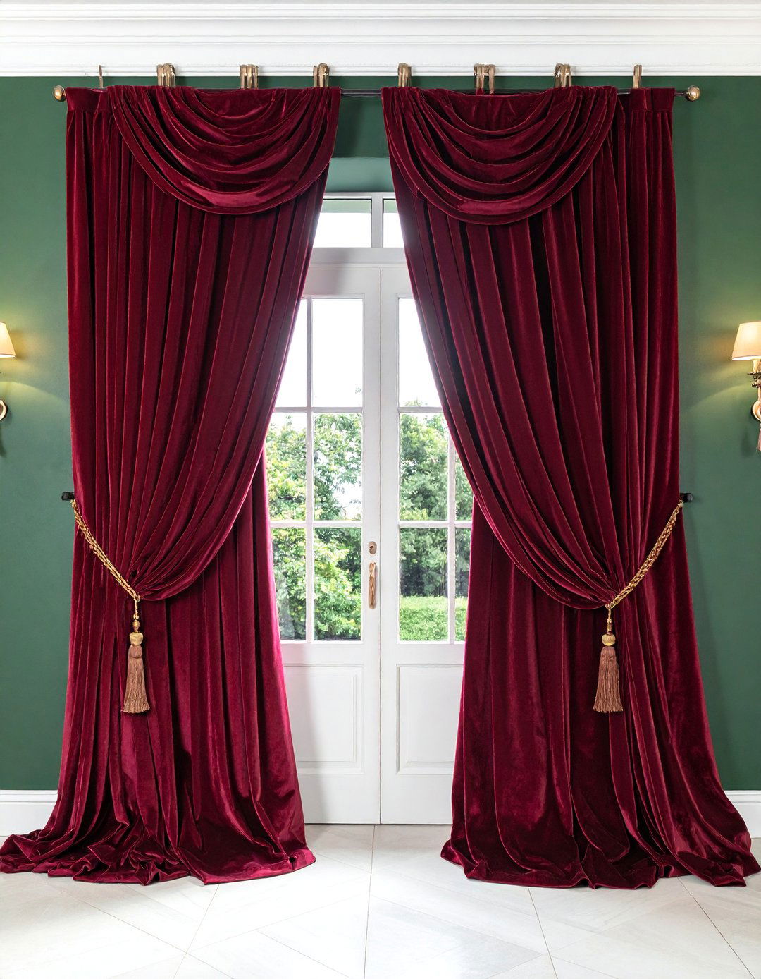 Victorian Dark Green Living Room with Heavy Velvet Drapes - 25 Victorian Dark Green Living Room Ideas for a Rich Look