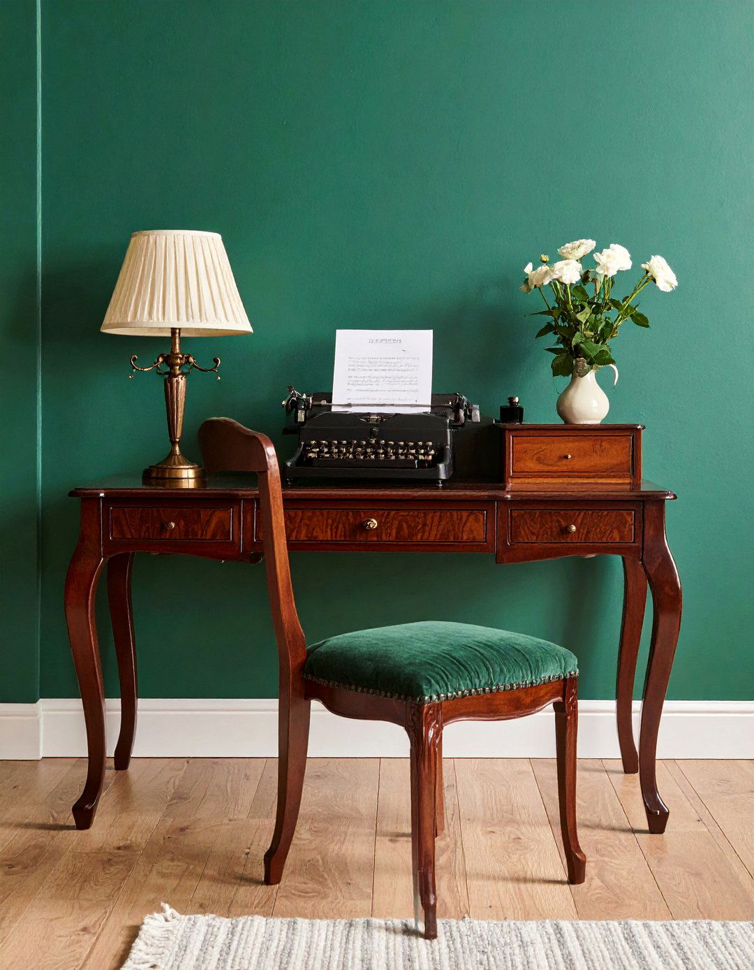 Victorian Dark Green Living Room with a Writing Desk - 25 Victorian Dark Green Living Room Ideas for a Rich Look