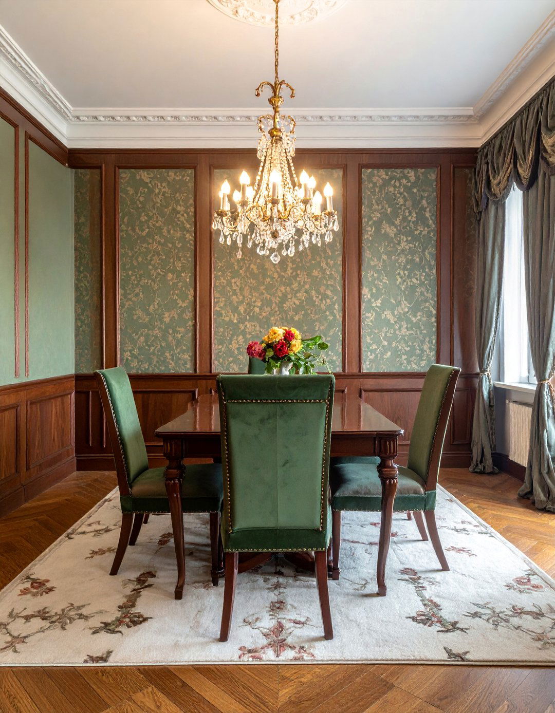 Victorian Dining Room with Detailed Wood Wainscoting - 25 Victorian Dining Room Ideas for a Grand Entertaining Space