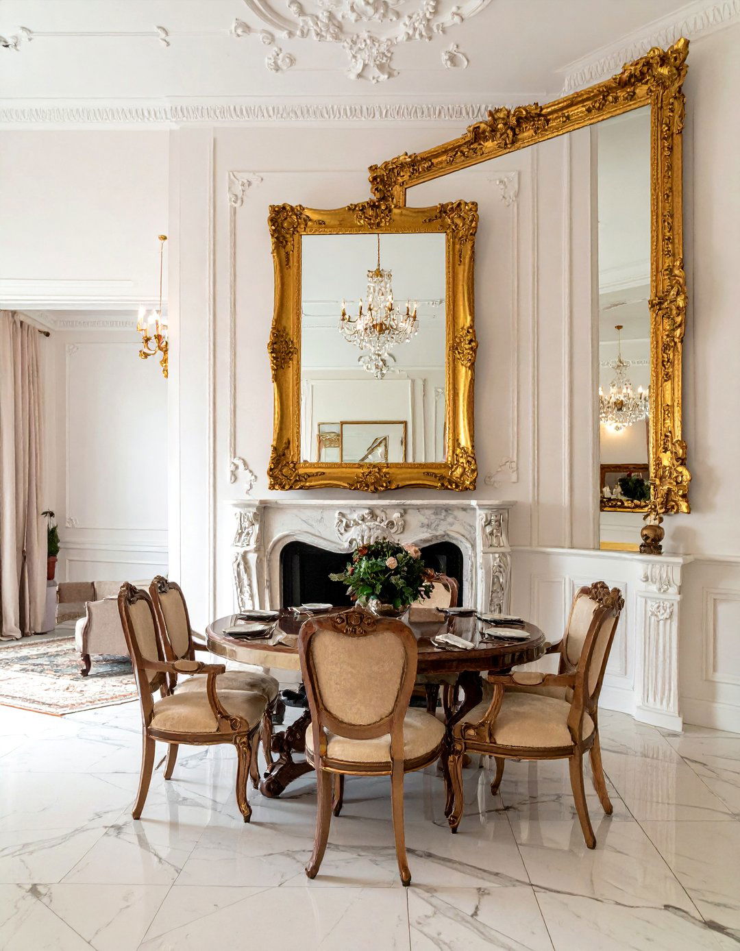 Victorian Dining Room with Gilt Framed Mirrors - 25 Victorian Dining Room Ideas for a Grand Entertaining Space