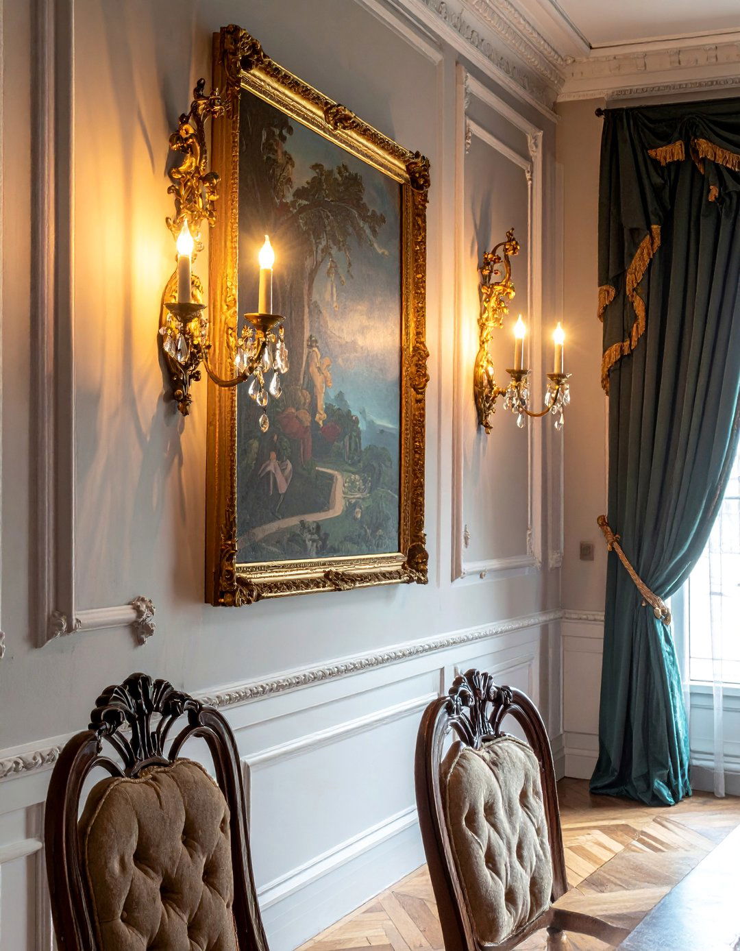 Victorian Dining Room with Layered Wall Sconces - 25 Victorian Dining Room Ideas for a Grand Entertaining Space