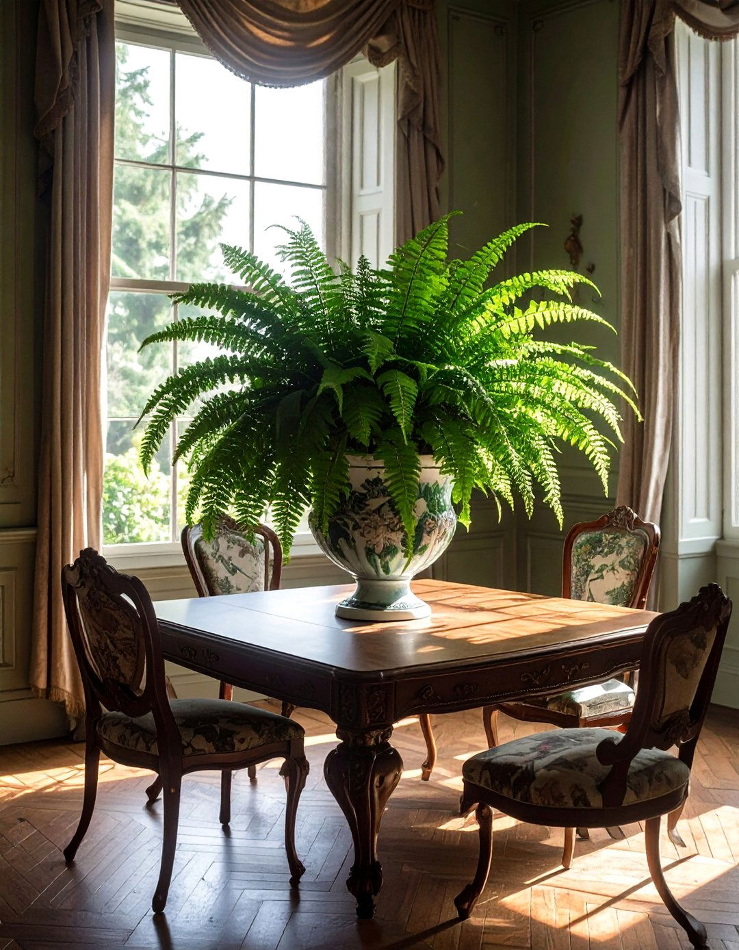 Victorian Dining Room with Lush Indoor Plants - 25 Victorian Dining Room Ideas for a Grand Entertaining Space
