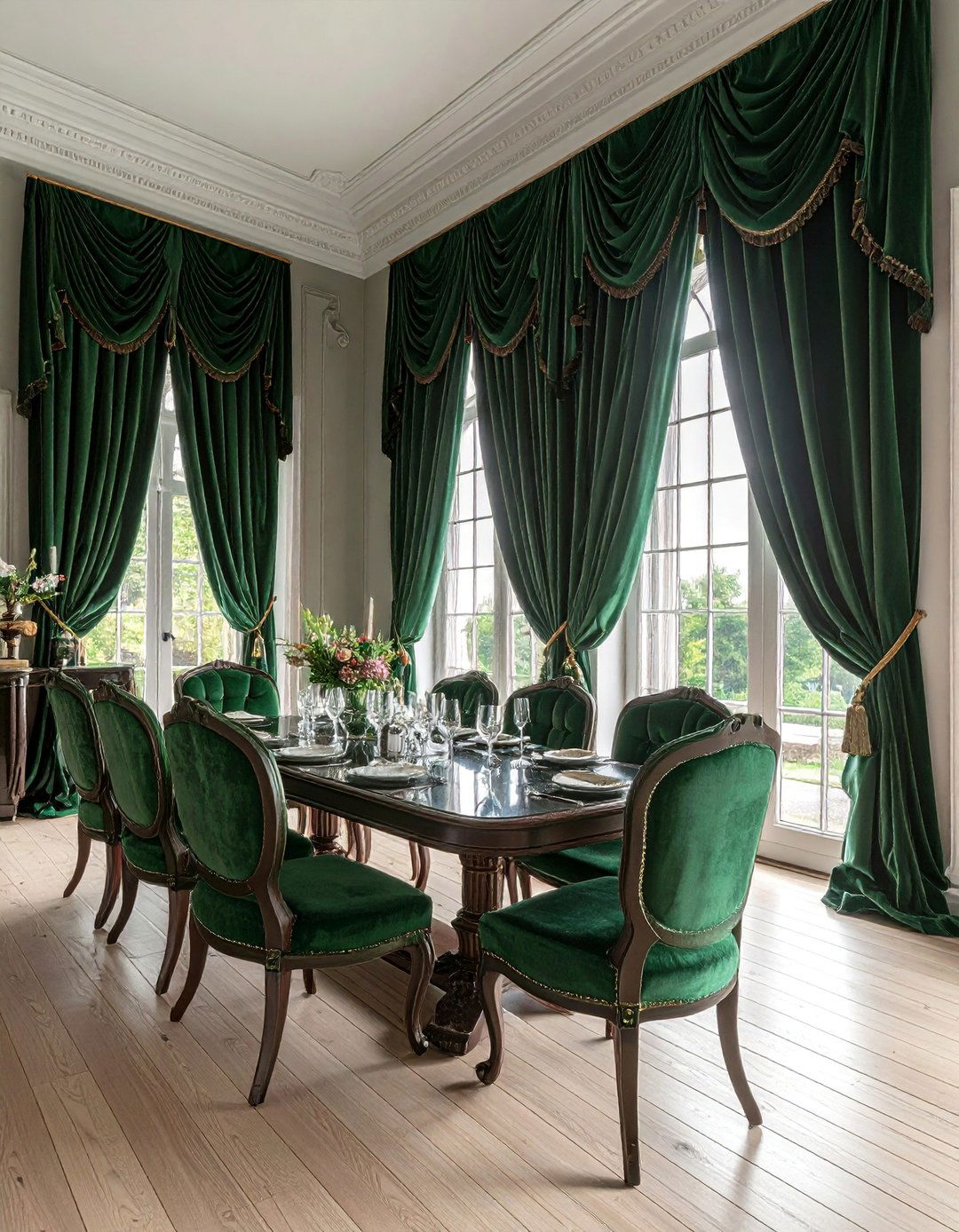 Victorian Dining Room with Luxurious Velvet Drapery - 25 Victorian Dining Room Ideas for a Grand Entertaining Space