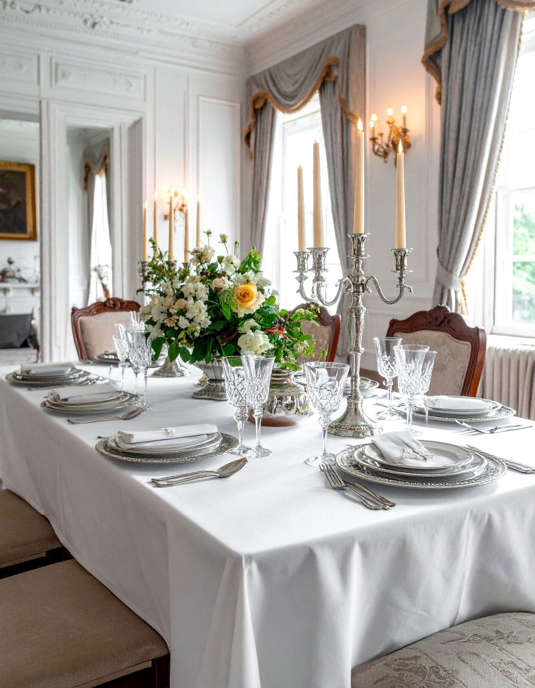 Victorian Dining Room with Polished Silver Tableware - 25 Victorian Dining Room Ideas for a Grand Entertaining Space