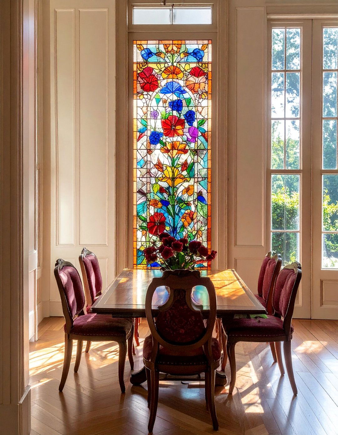 Victorian Dining Room with Stained Glass Windows - 25 Victorian Dining Room Ideas for a Grand Entertaining Space