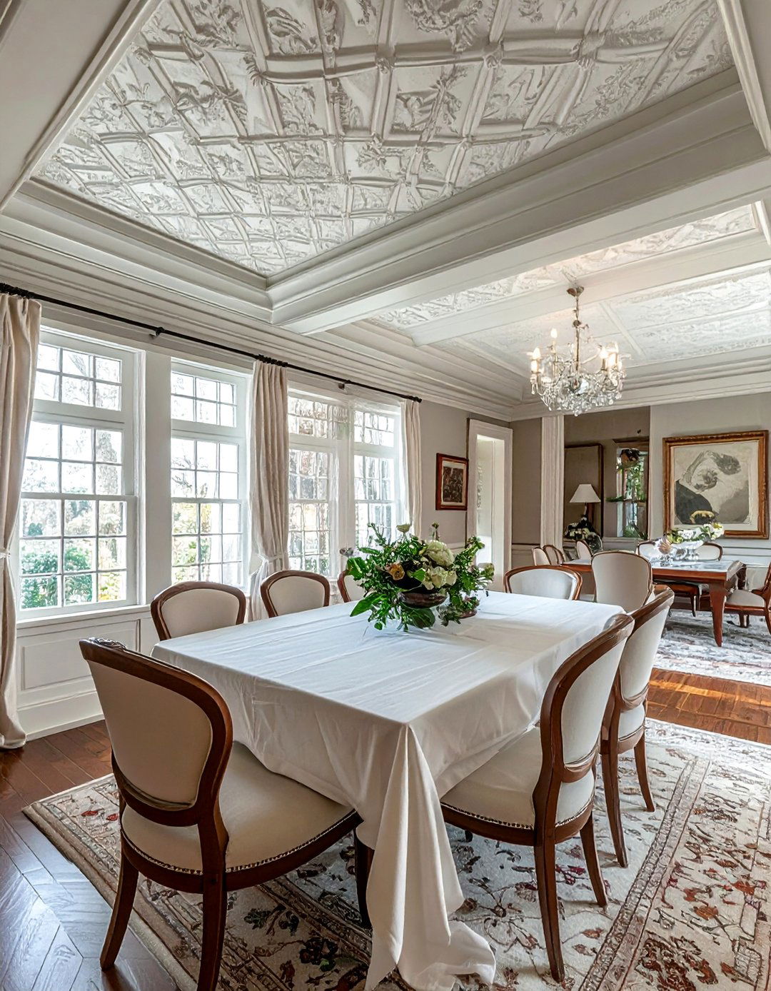 Victorian Dining Room with a Patterned Ceiling - 25 Victorian Dining Room Ideas for a Grand Entertaining Space