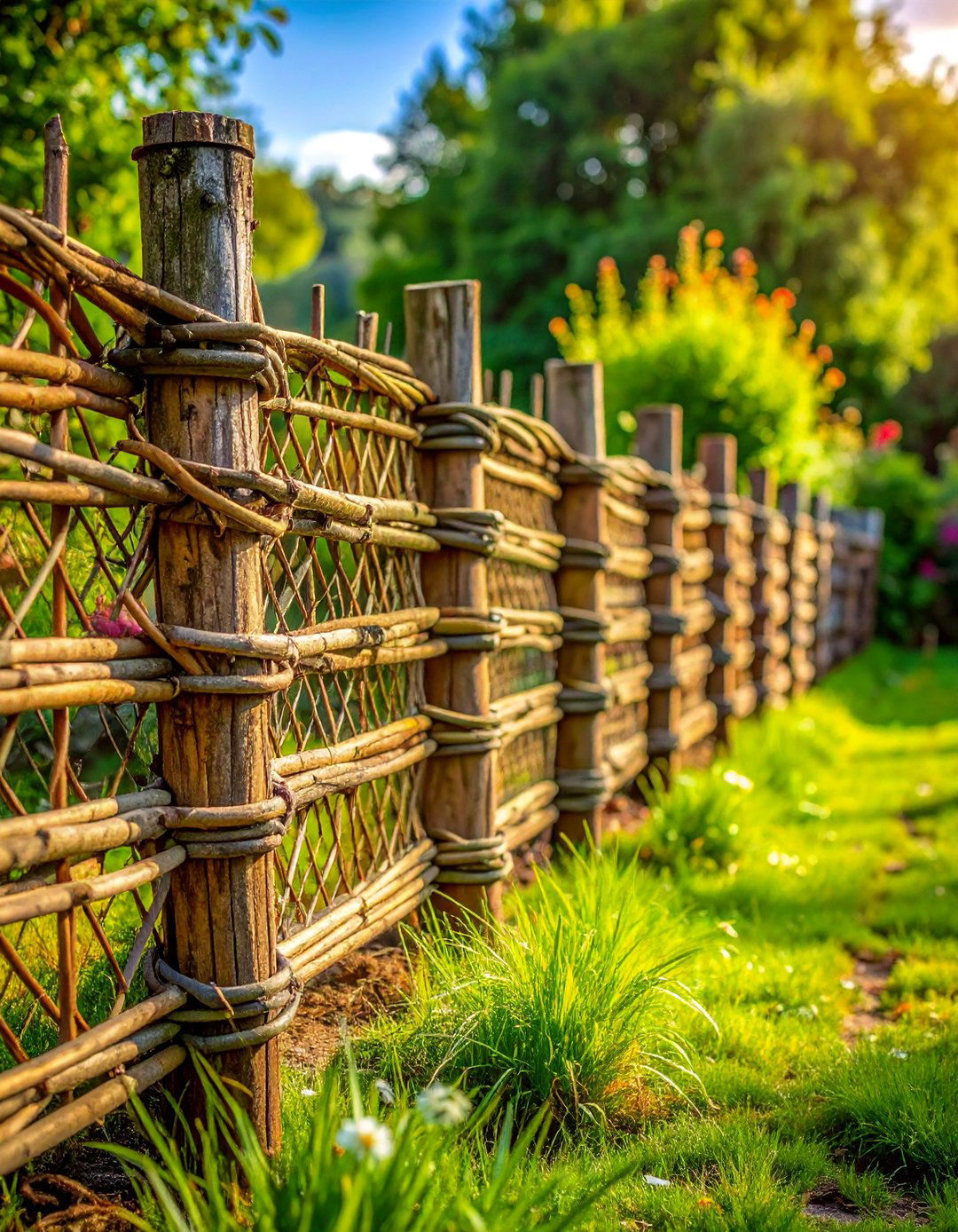 Wattle Fencing with Wire Reinforcement - 25 Chicken Fence Ideas to Keep Your Flock Safe