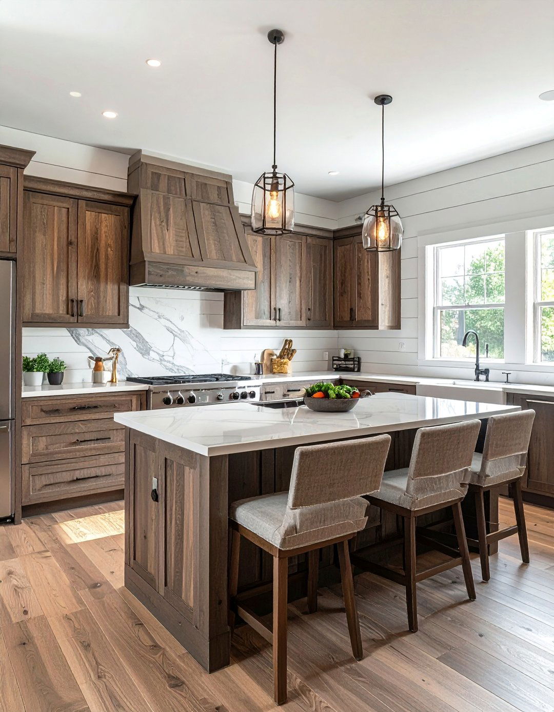 Weathered Gray Brown Kitchen Cabinets