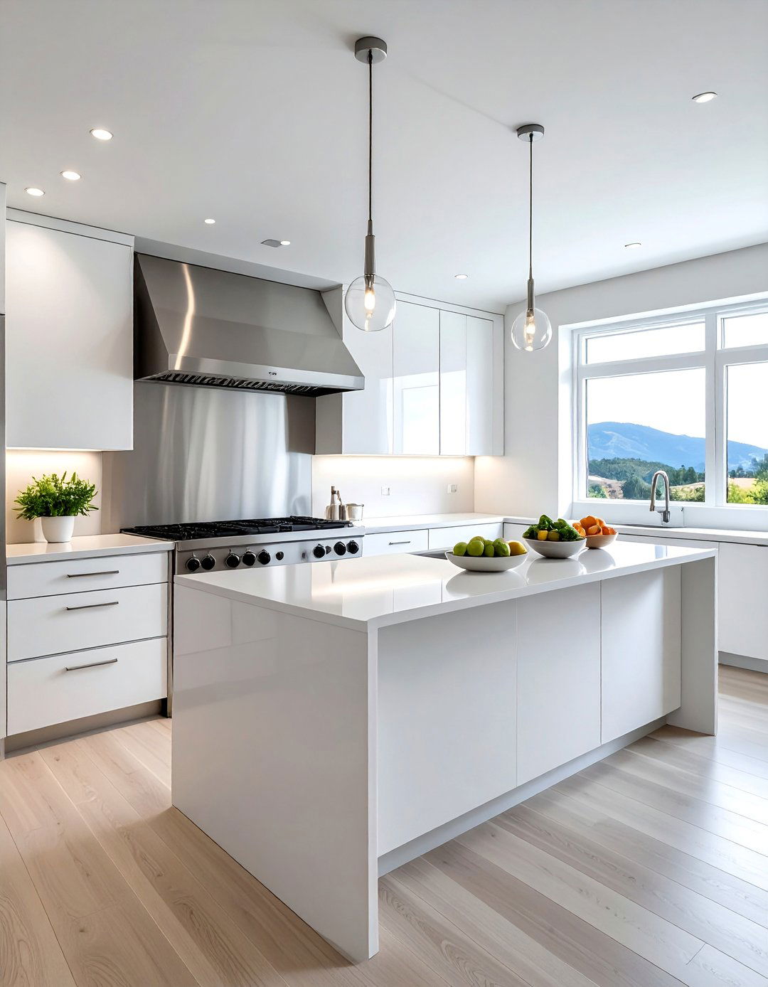 White Kitchen with a Stainless Steel Backsplash - 25 White Kitchen with Stainless Steel Appliances Ideas
