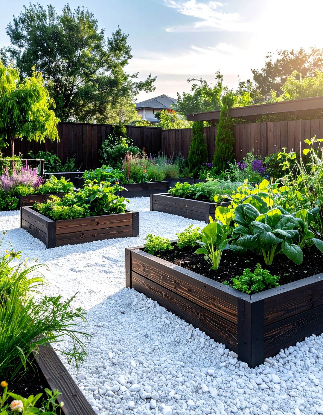 White Rock Around a Raised Vegetable Garden - 25 White Rock Landscaping Ideas for a Serene Yard