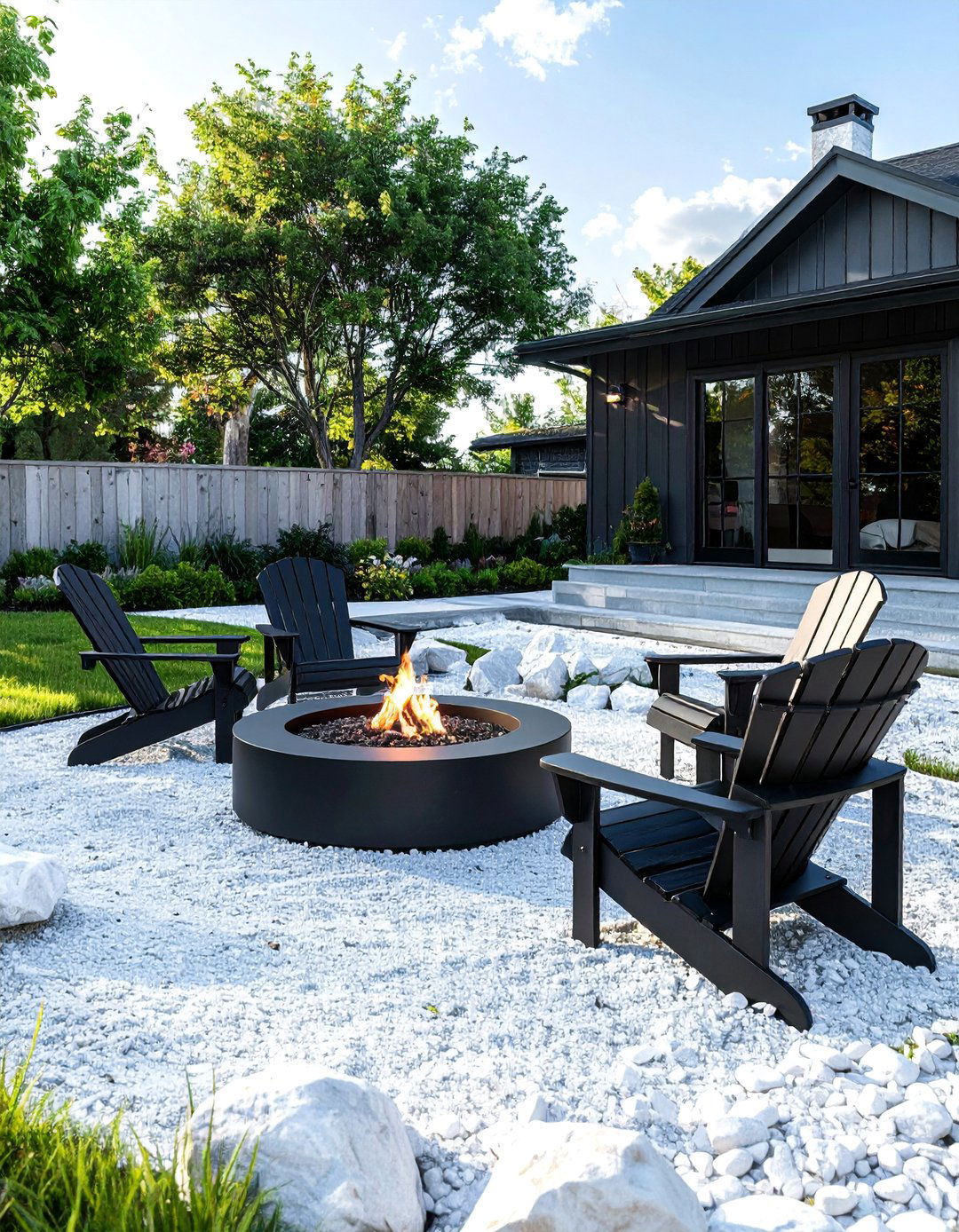 White Rock Base for a Fire Pit Area - 25 White Rock Landscaping Ideas for a Serene Yard