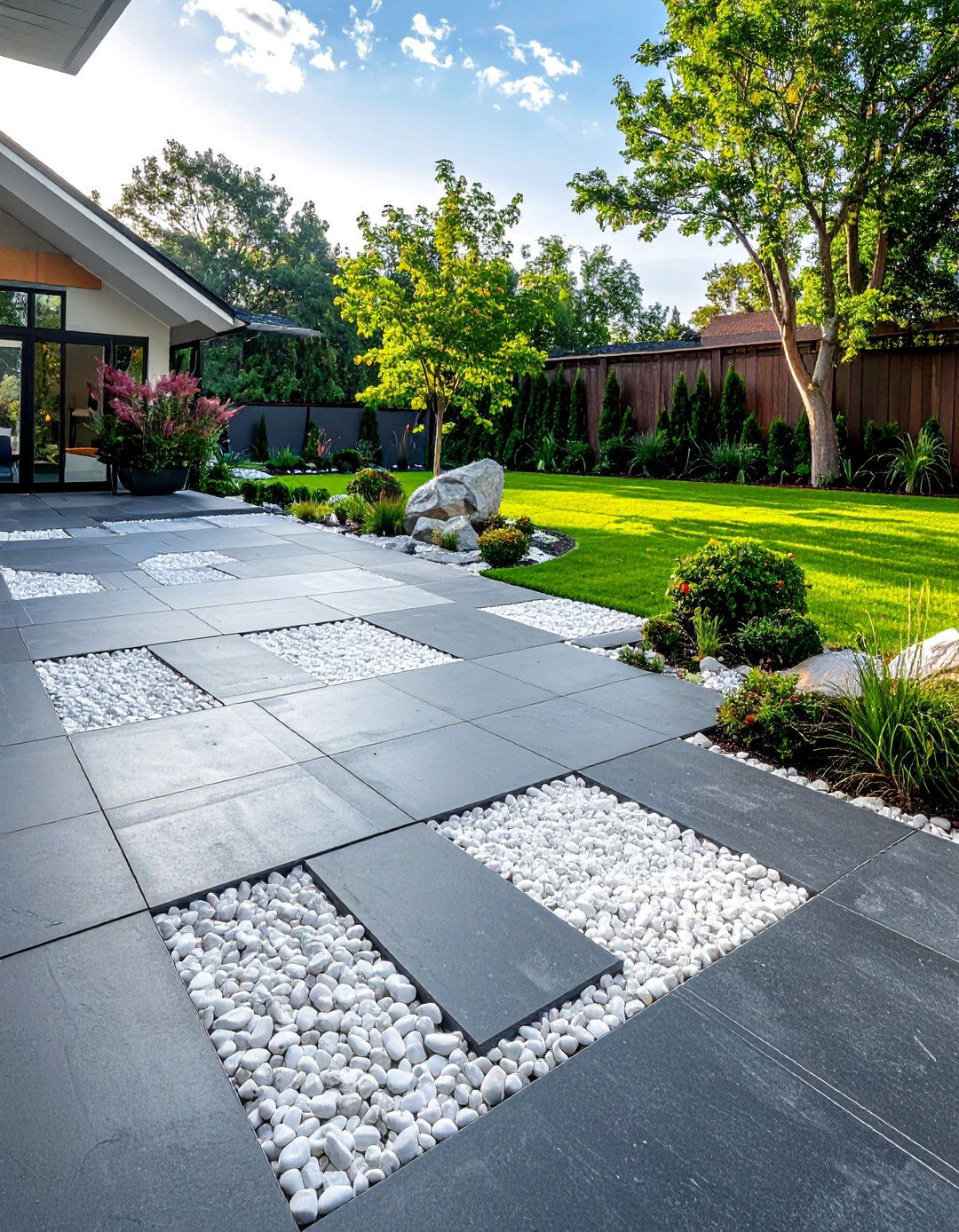 White Rock Checkerboard Patio Design - 25 White Rock Landscaping Ideas for a Serene Yard