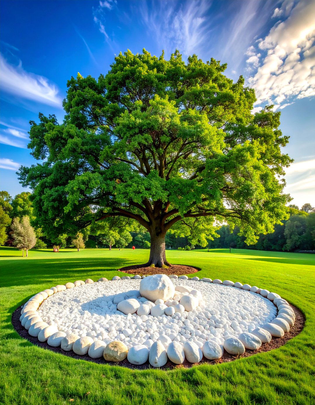 White Rock Highlighting a Specimen Tree - 25 White Rock Landscaping Ideas for a Serene Yard