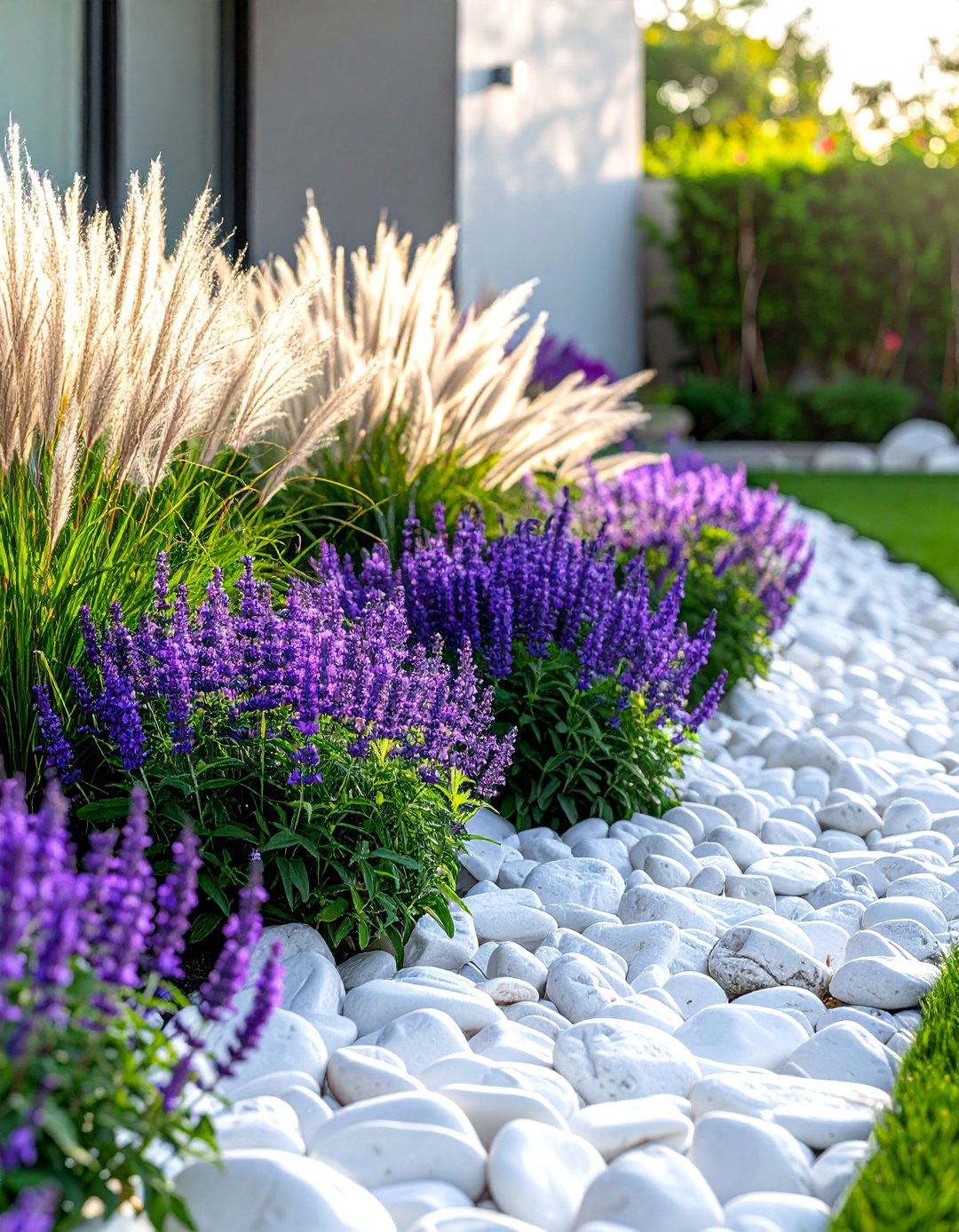 White Rock Landscaping with Ornamental Grasses - 25 White Rock Landscaping Ideas for a Serene Yard