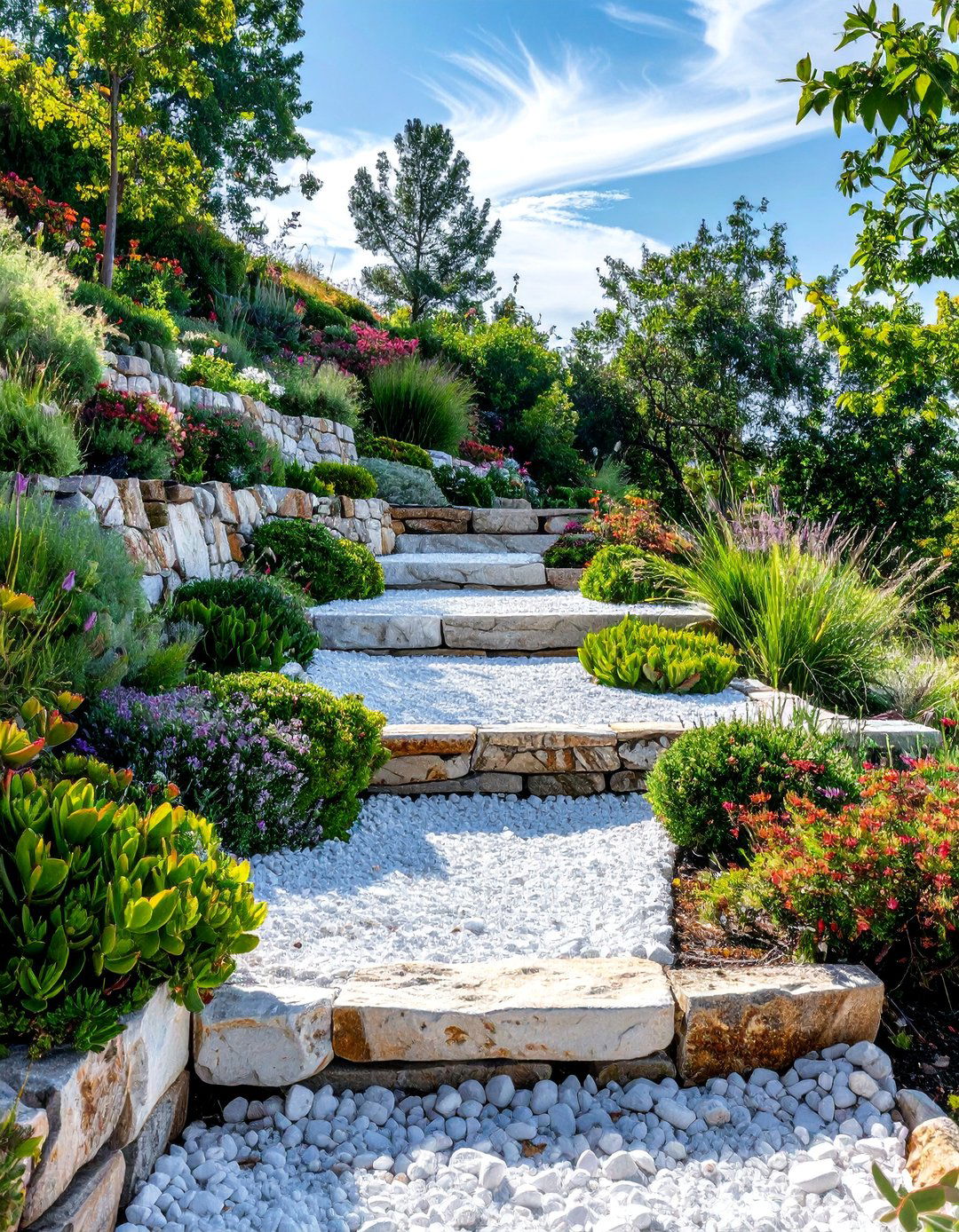 White Rock Terraced Garden Beds - 25 White Rock Landscaping Ideas for a Serene Yard