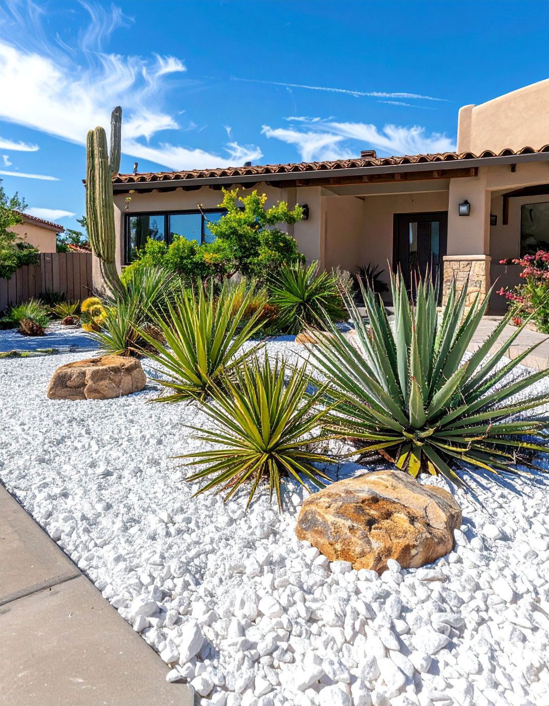 White Rock for a Low Water Xeriscape Design - 25 White Rock Landscaping Ideas for a Serene Yard