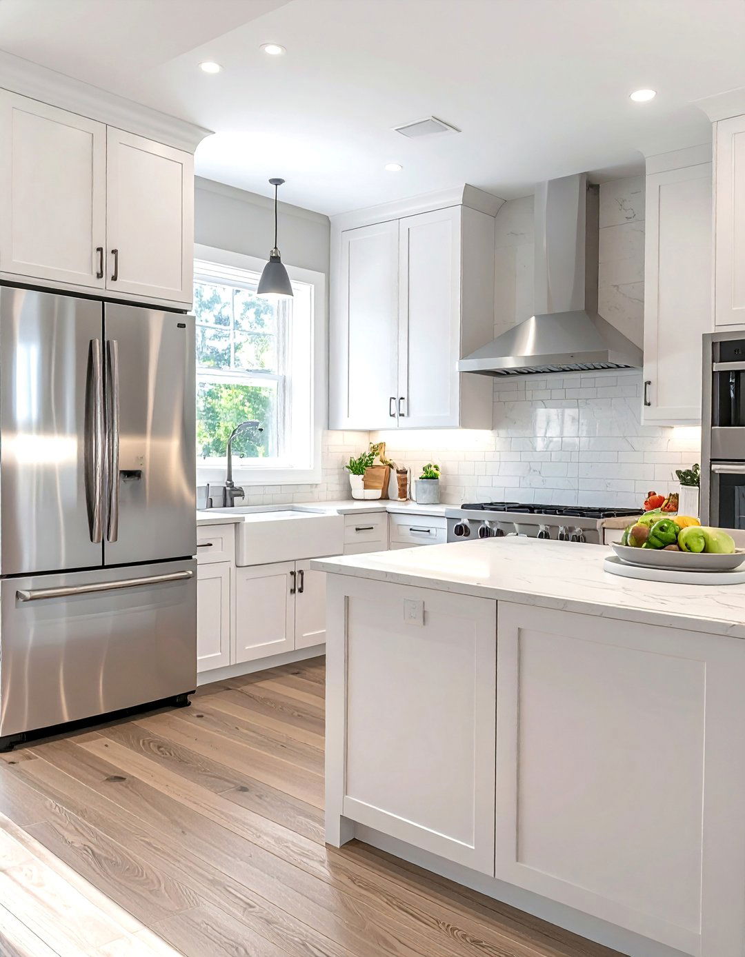 White Shaker Cabinets with Stainless Steel Appliances - 25 White Kitchen with Stainless Steel Appliances Ideas