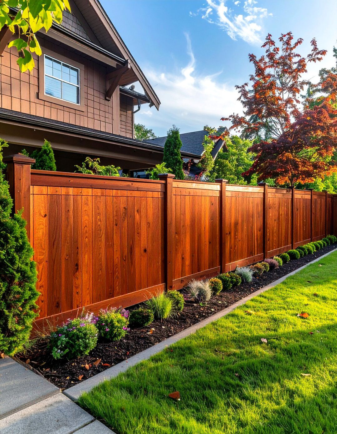 Wood Grain Textured Cedar Vinyl Fence - 25 Vinyl Fence Colors to Enhance Your Outdoor Space