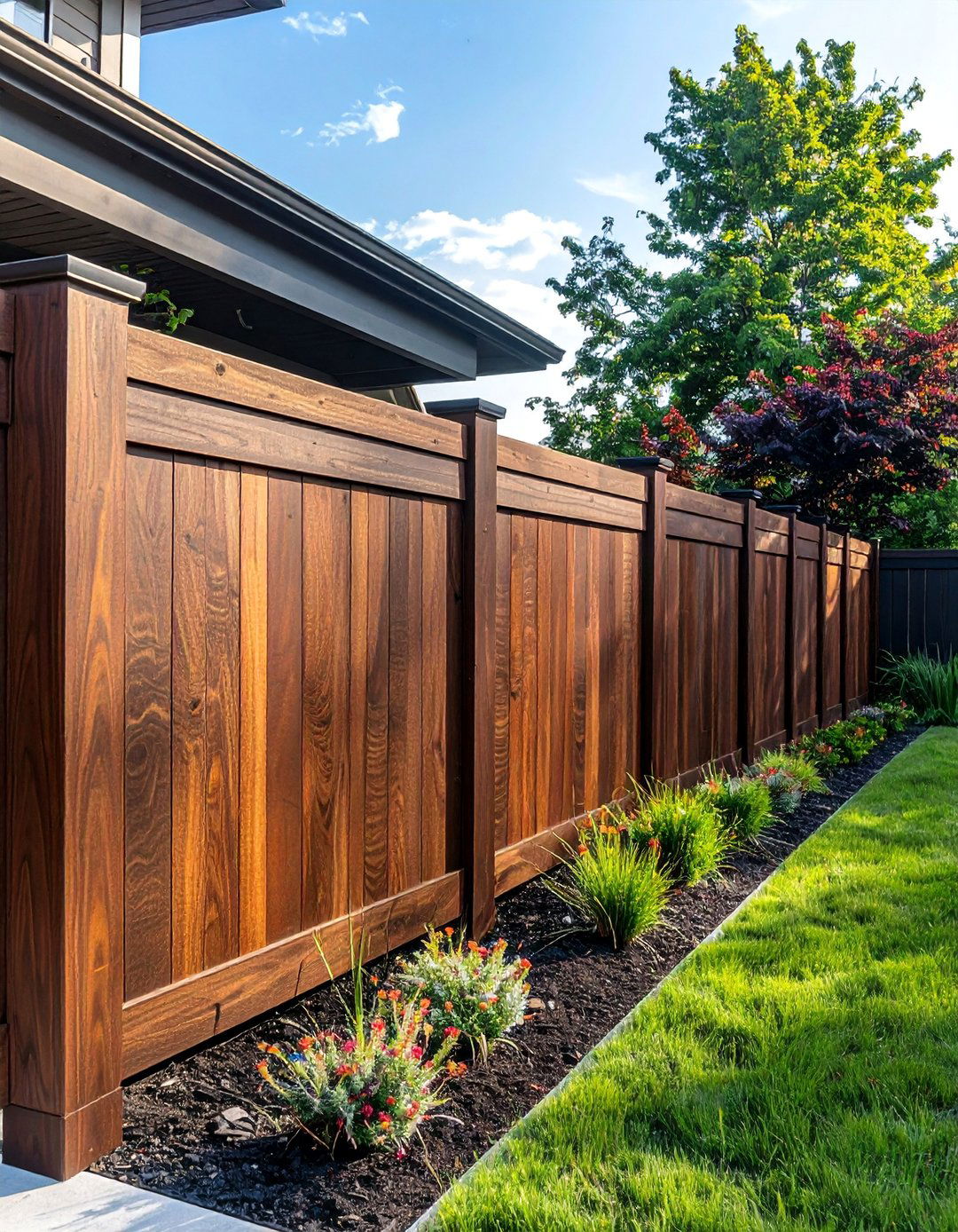 Wood Grain Textured Walnut Vinyl Fence - 25 Vinyl Fence Colors to Enhance Your Outdoor Space