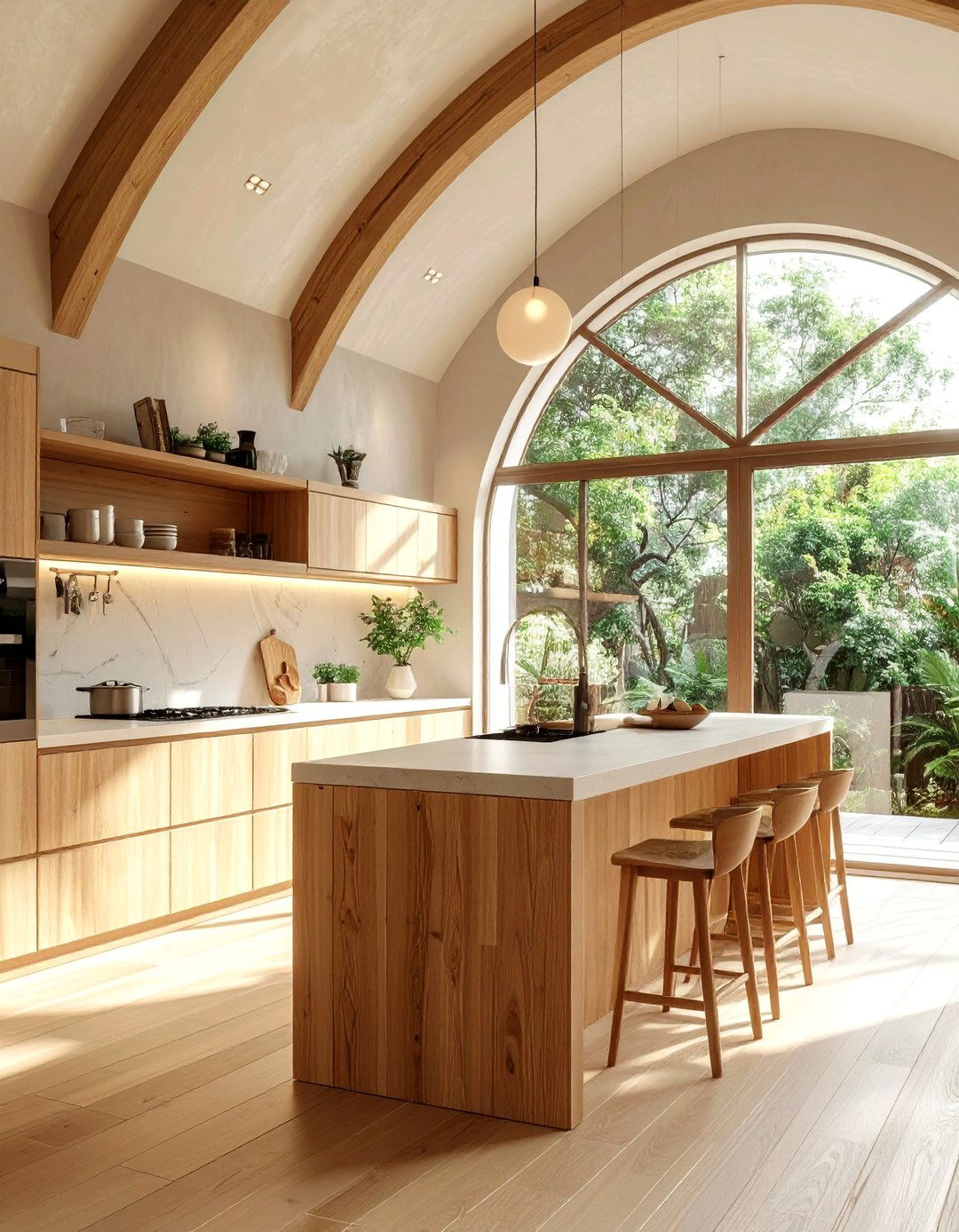 Zen Minimalist Vaulted Kitchen - 25 Vaulted Ceiling Kitchen Ideas for a Spacious Feel