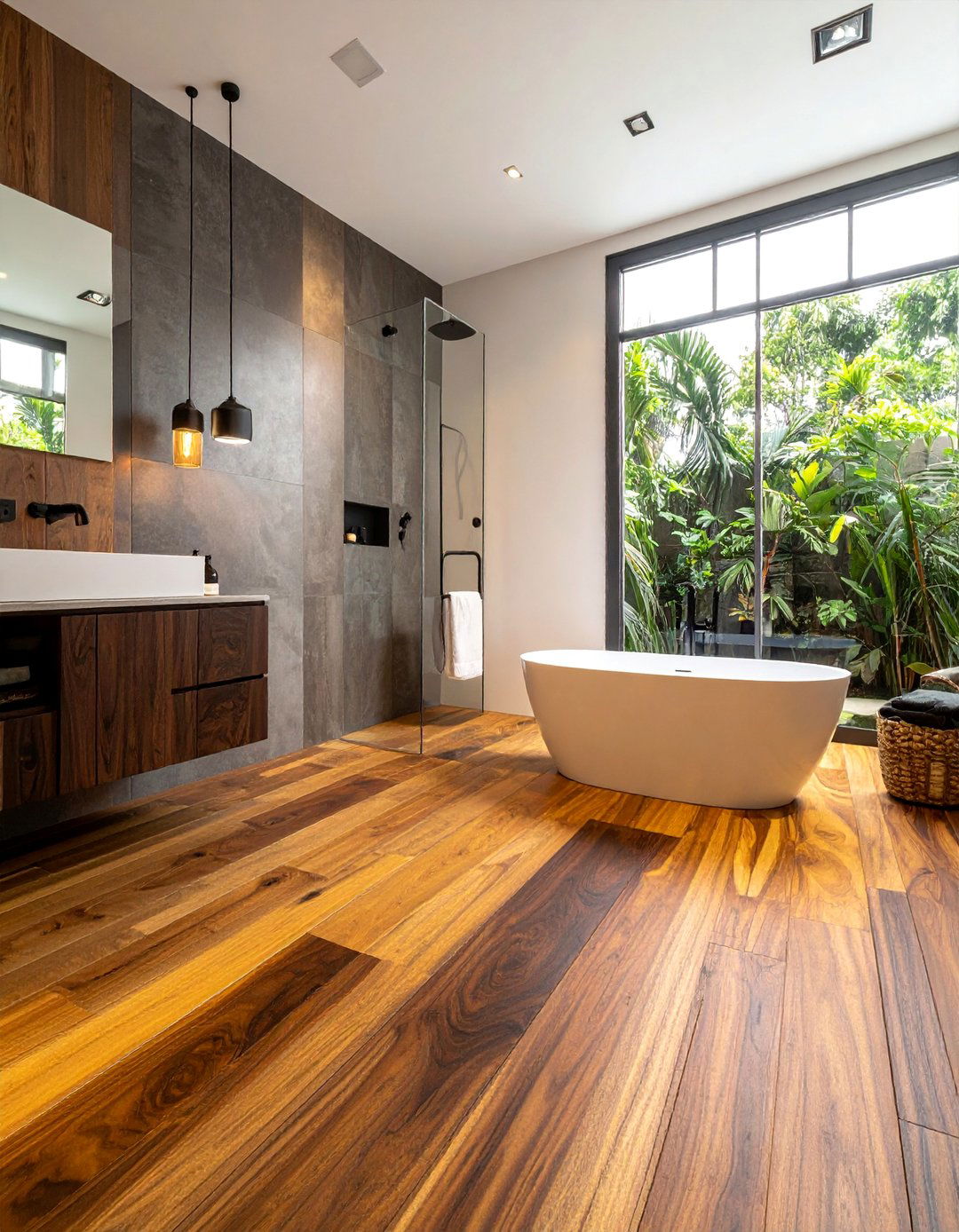 Acacia Exotic Hardwood Floors - 25 Ideas for Wood Floors in Bathrooms -Style & Durability