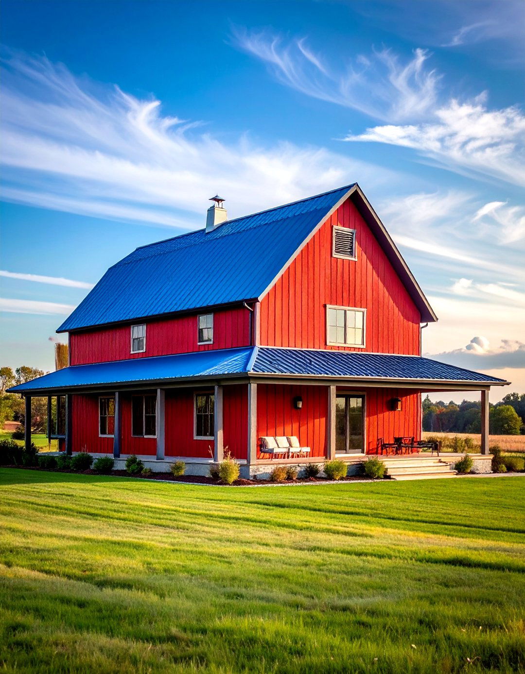 Barn Inspired Home with a Classic Blue Metal Roof - 25 Houses With Blue Metal Roofs for Modern & Timeless