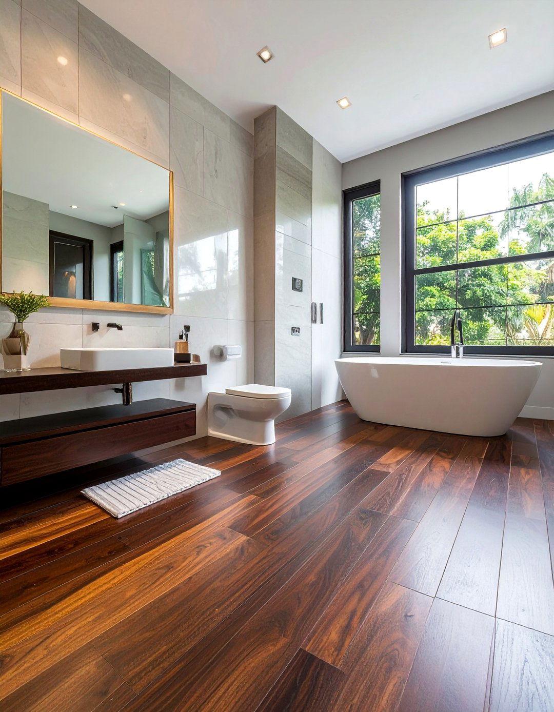 Brazilian Walnut Bathroom Floors - 25 Ideas for Wood Floors in Bathrooms -Style & Durability
