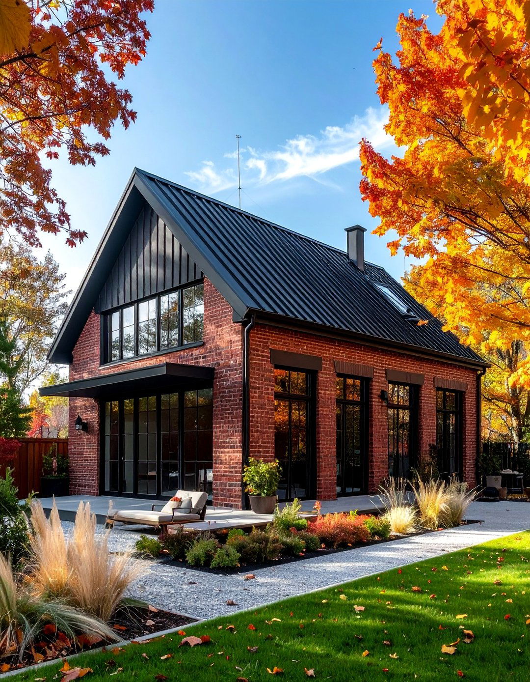 Industrial Style House With a Corrugated Black Metal Roof - 25 Houses With Black Roofs for Sleek & Sophisticated Designs