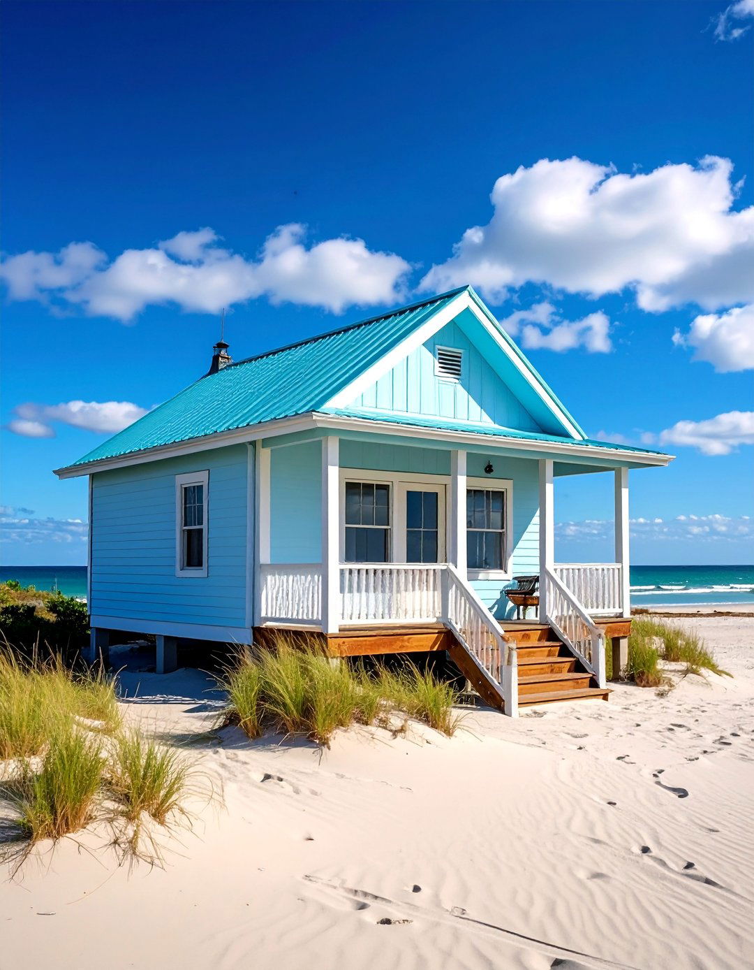Light Blue Metal Roof on a Beach Bungalow - 25 Houses With Blue Metal Roofs for Modern & Timeless
