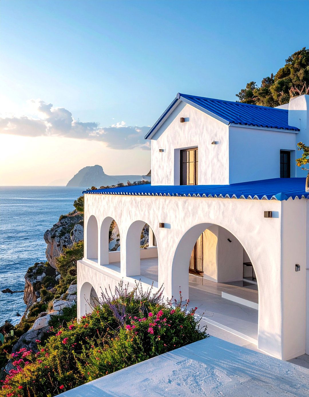 Mediterranean Style Home with a Cobalt Blue Metal Roof - 25 Houses With Blue Metal Roofs for Modern & Timeless