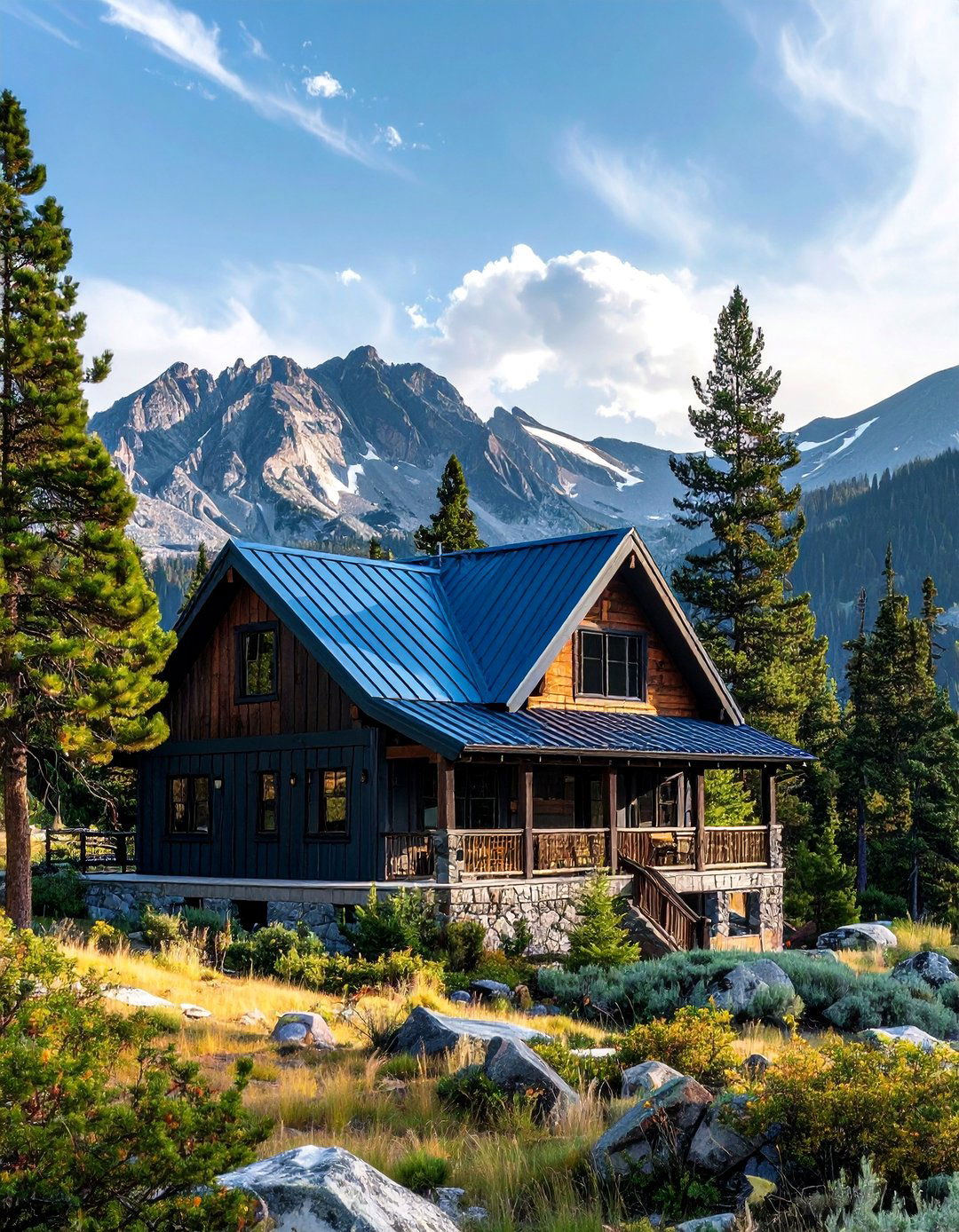Mountain Retreat with a Stormy Blue Metal Roof - 25 Houses With Blue Metal Roofs for Modern & Timeless