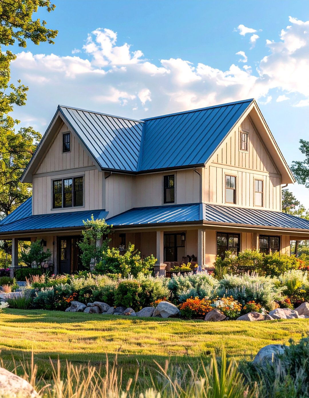25 Houses With Blue Metal Roofs for Modern & Timeless
