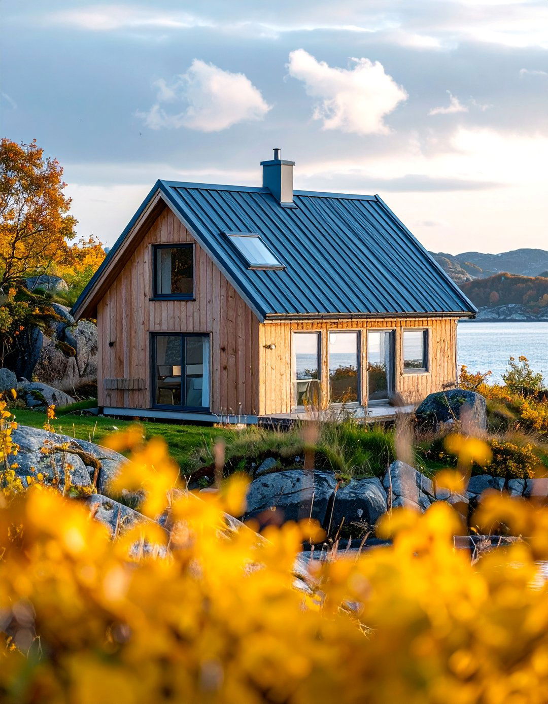 Scandinavian Design with a Muted Blue Metal Roof - 25 Houses With Blue Metal Roofs for Modern & Timeless